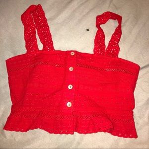 Forever 21 Red Strap Crop Top S